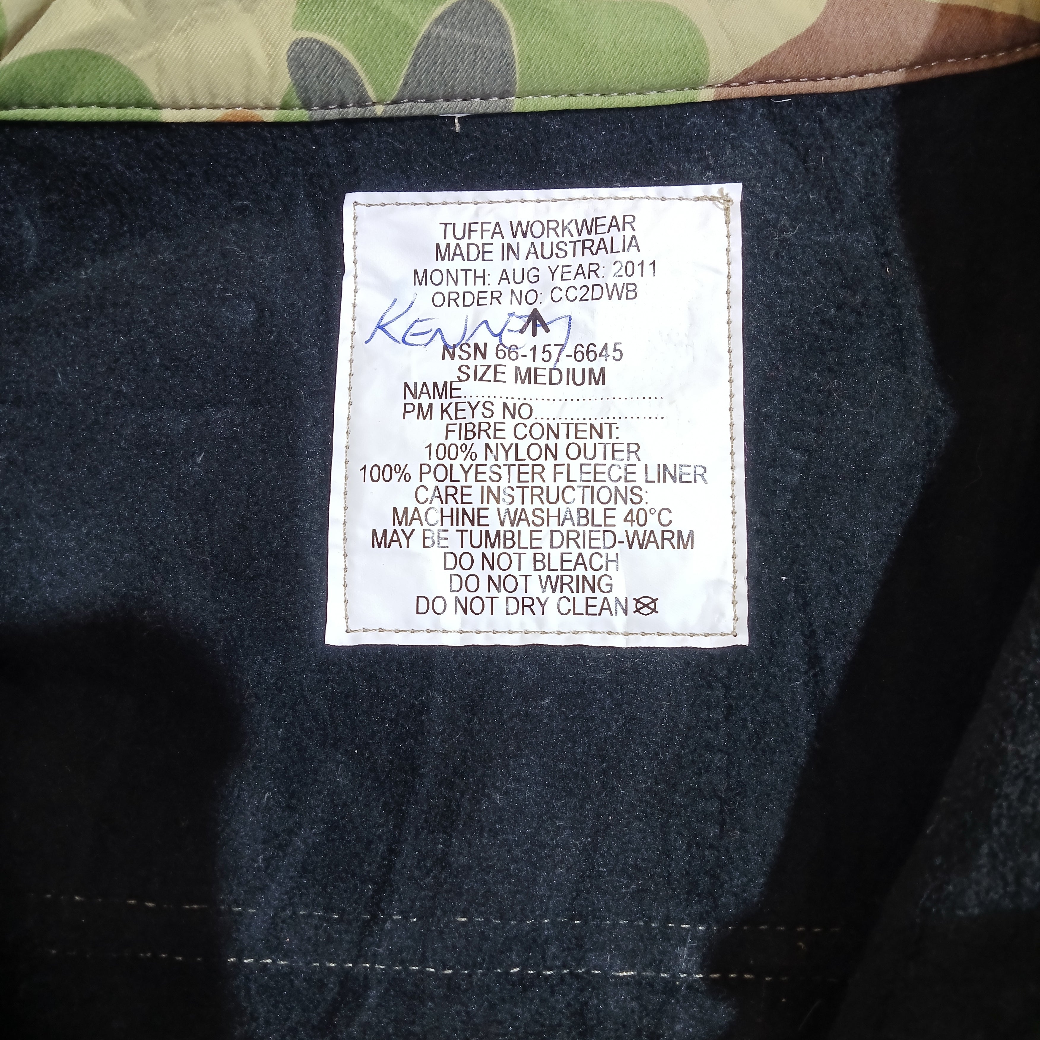Veste Temps Froid DPCU Armée Australienne