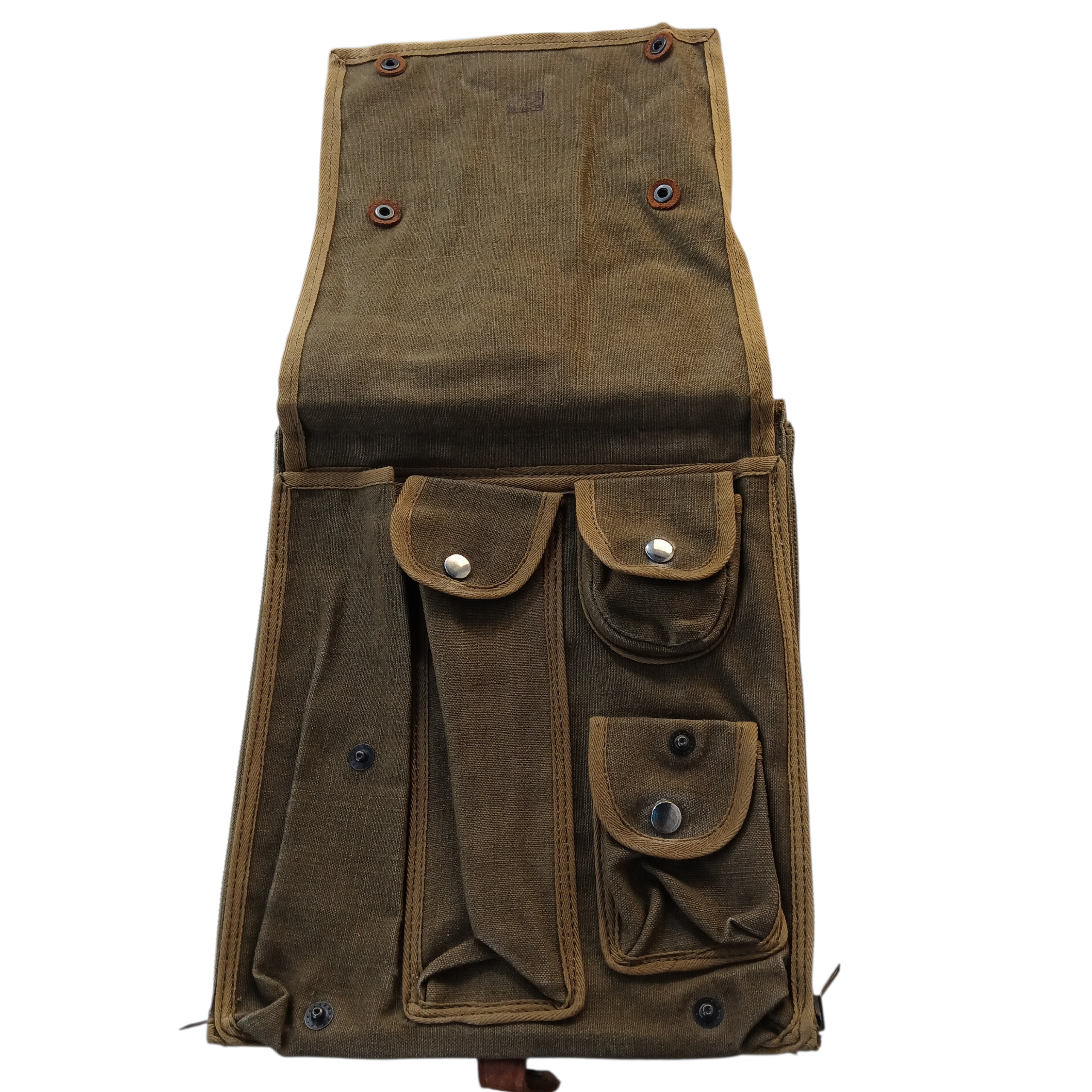 Porte-cartes Armée Française modèle 58 – époque guerre d’Algérie, toile et cuir authentique