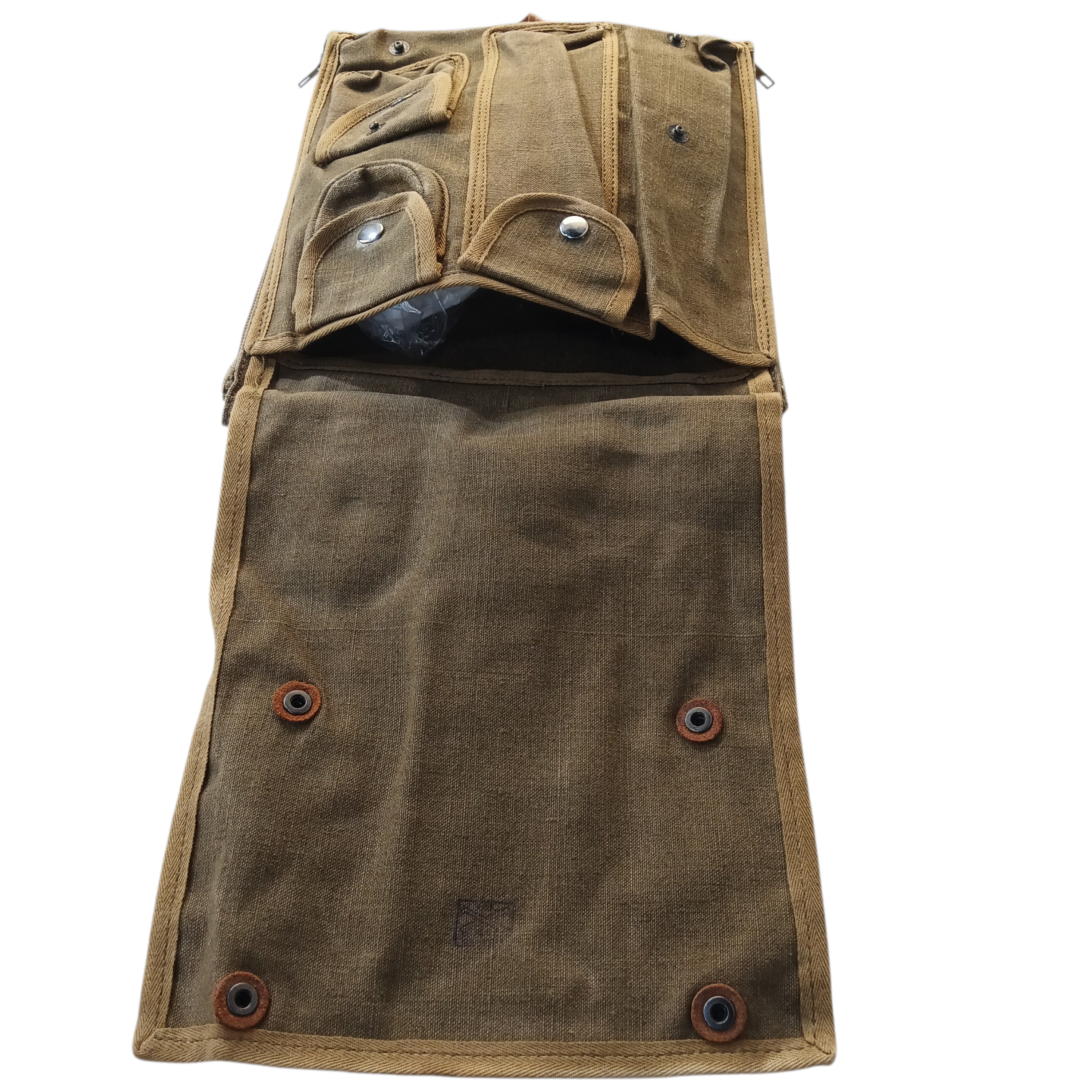 Porte-cartes Armée Française modèle 58 – époque guerre d’Algérie, toile et cuir authentique