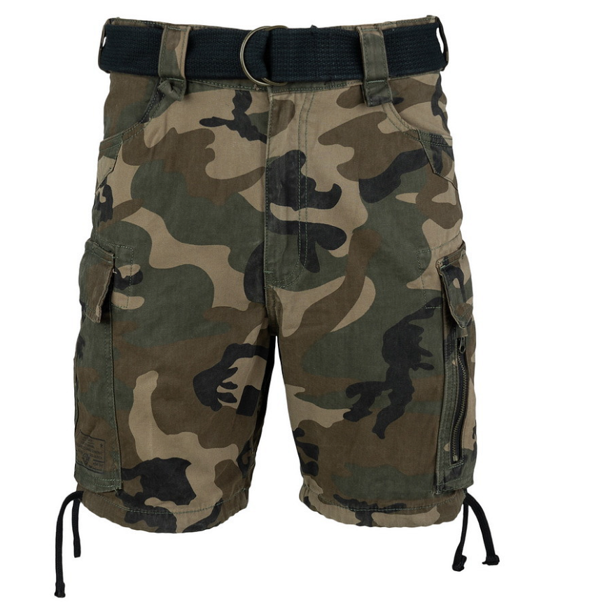 Short Cargo 100% Coton – 7 Poches | Randonnée & Outdoor (Woodland)