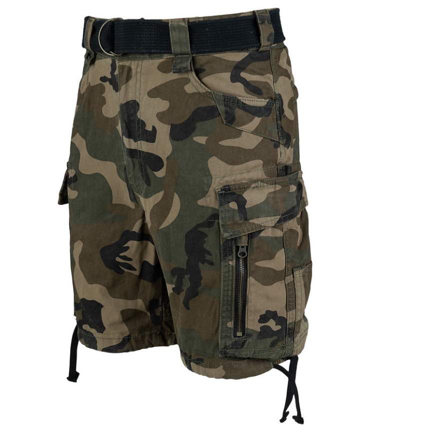 Short Cargo 100% Coton – 7 Poches | Randonnée & Outdoor (Woodland)