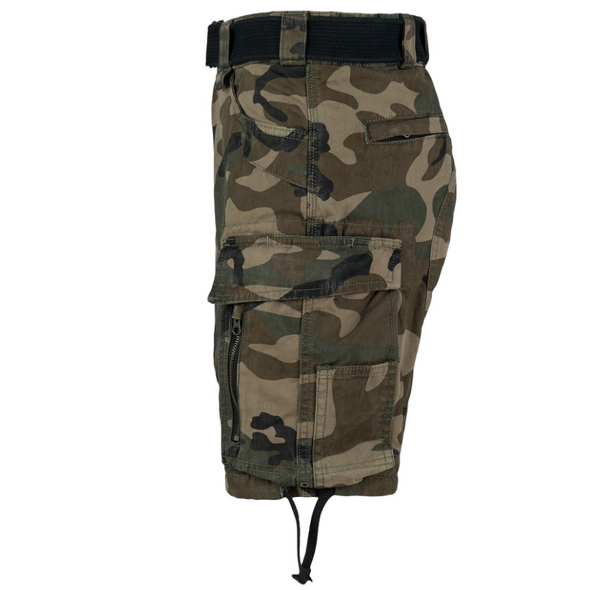 Short Cargo 100% Coton – 7 Poches | Randonnée & Outdoor (Woodland)