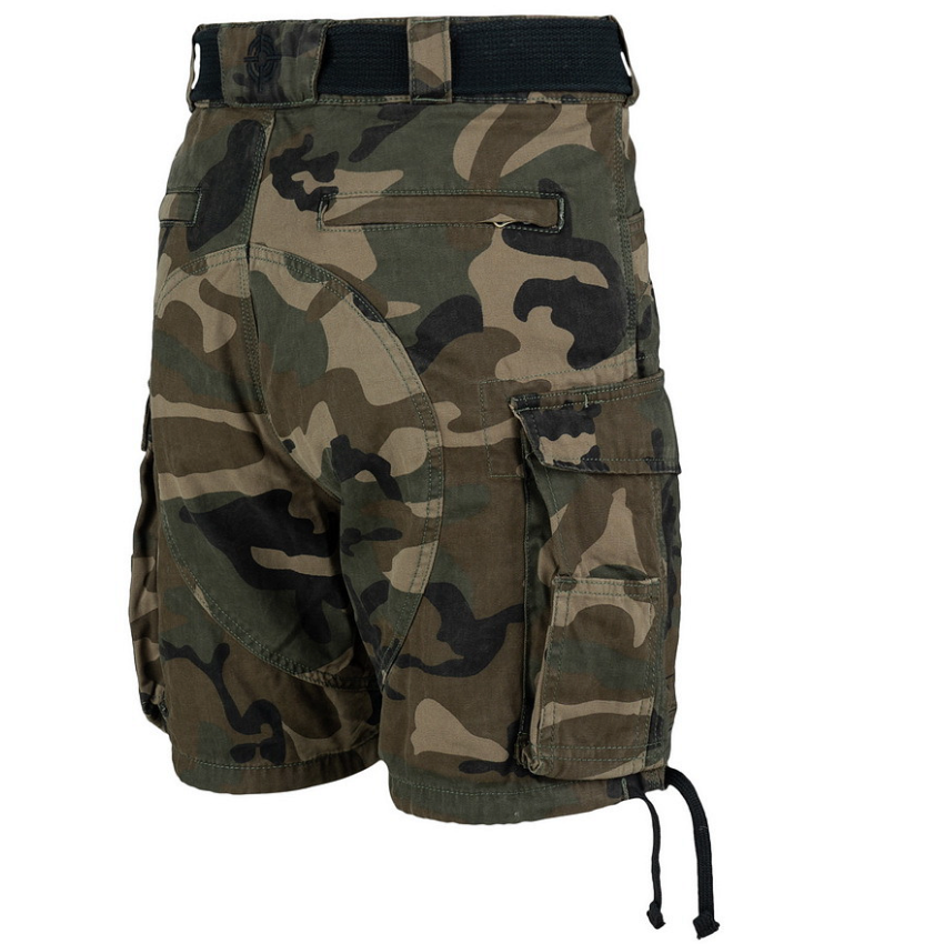 Short Cargo 100% Coton – 7 Poches | Randonnée & Outdoor (Woodland)