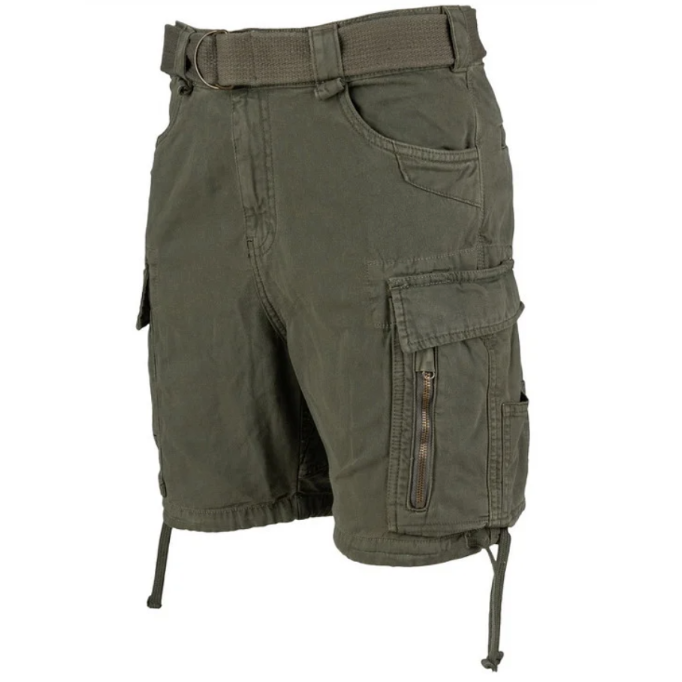 Short Cargo 100% Coton – 7 Poches | Randonnée & Outdoor (Vert)