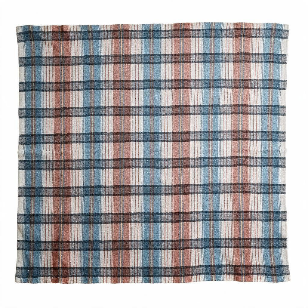 Couverture à carreaux 67 % laine avec sangles en cuir