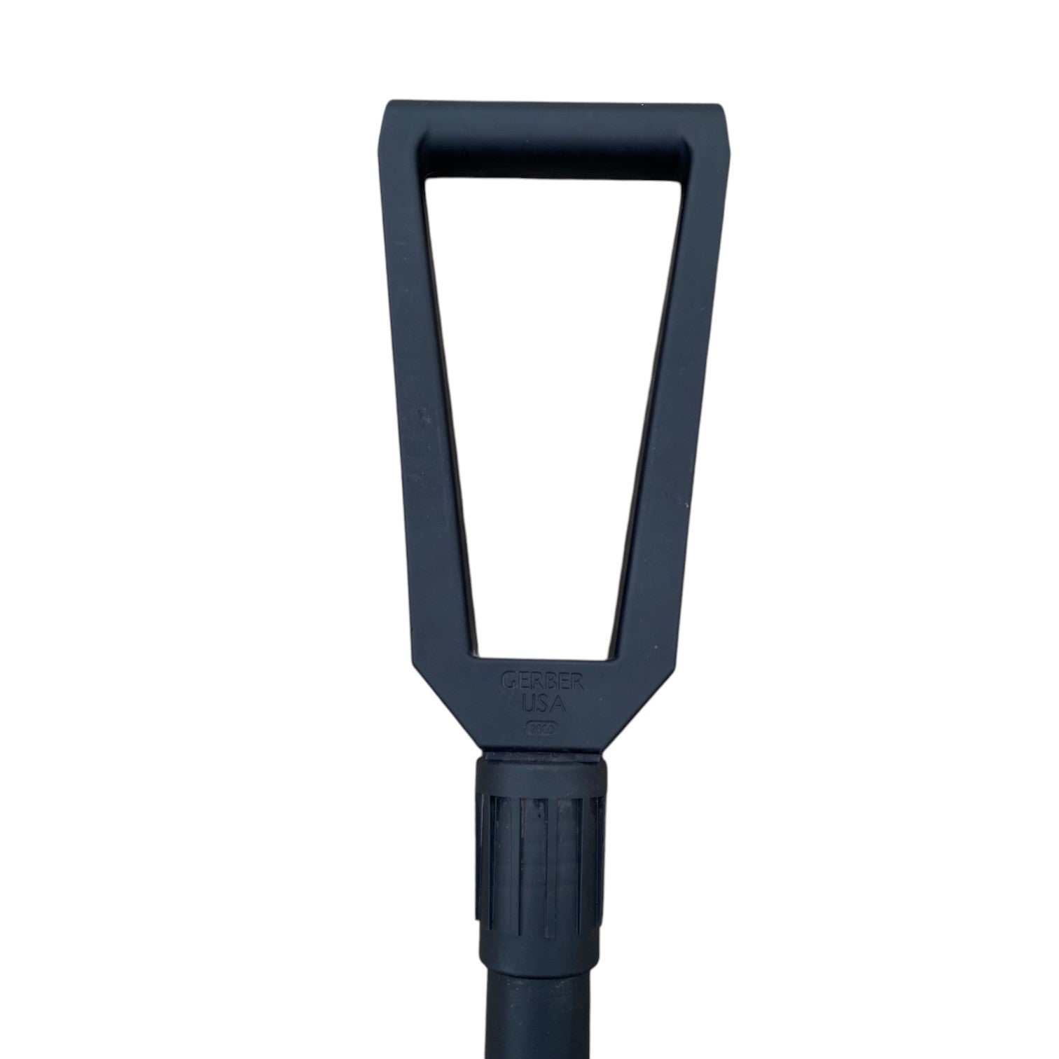 Pelle pliante noire Gerber US Army, outil de survie militaire, manchon et poignée visibles.