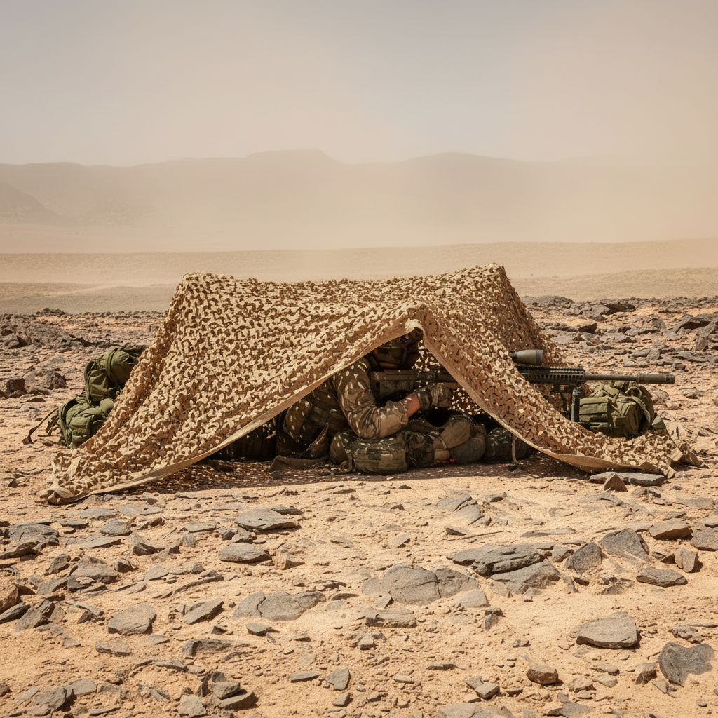 Filet Camo First® Désert Coyote – Sniper français en zone aride