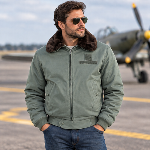 Homme sur la piste avec le blouson dans la bonne teinte