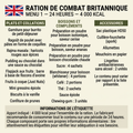 Menu 1 britannique traduit et détaillé avec les quantités et accessoires