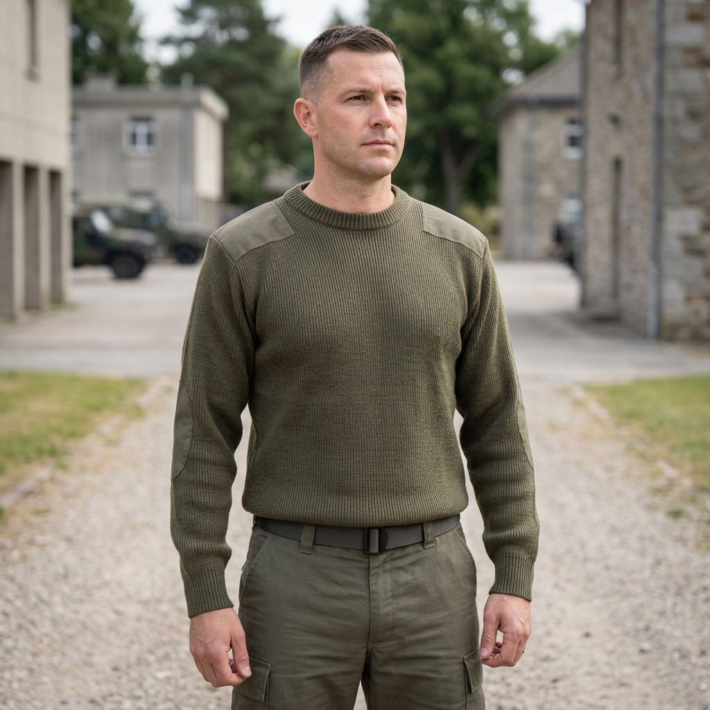 Militaire portant le pull commando kaki